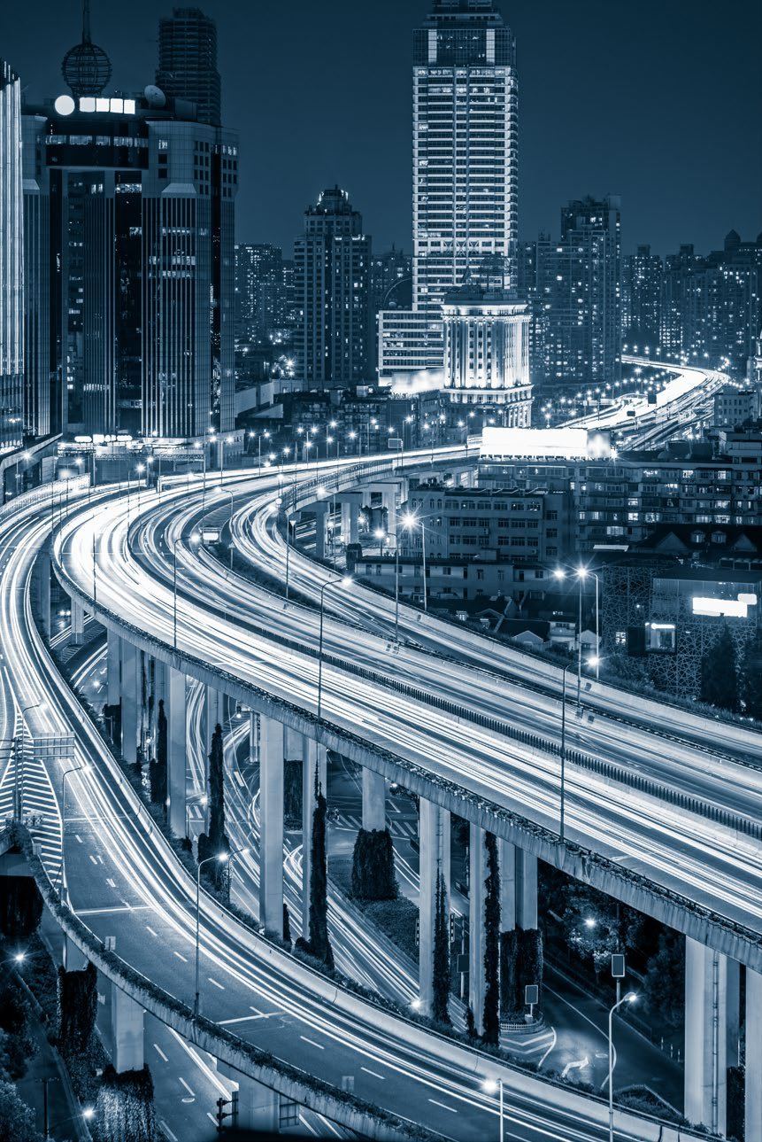 City highways at night